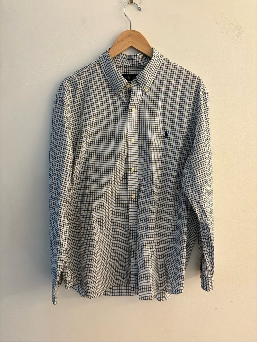 Ralph Lauren Classic Fit, Mens Navy & White Check Button-Down Shirt, Size XXL